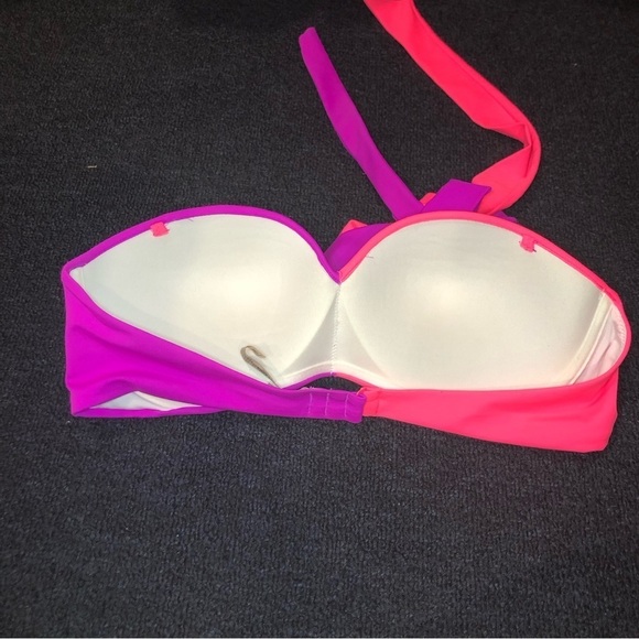 PINK Victoria’s Secret Pink & Purple Neck Twist Top Bikini Top Size Medium - Picture 5 of 8